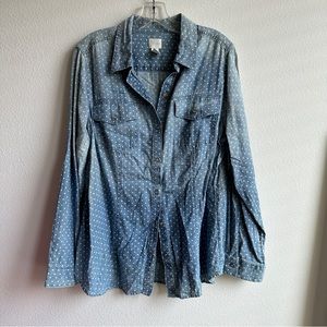 CHICO’S White Dotted Jean Shirt